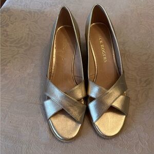 Jack Rogers Gold Flats with Chic X-Pattern